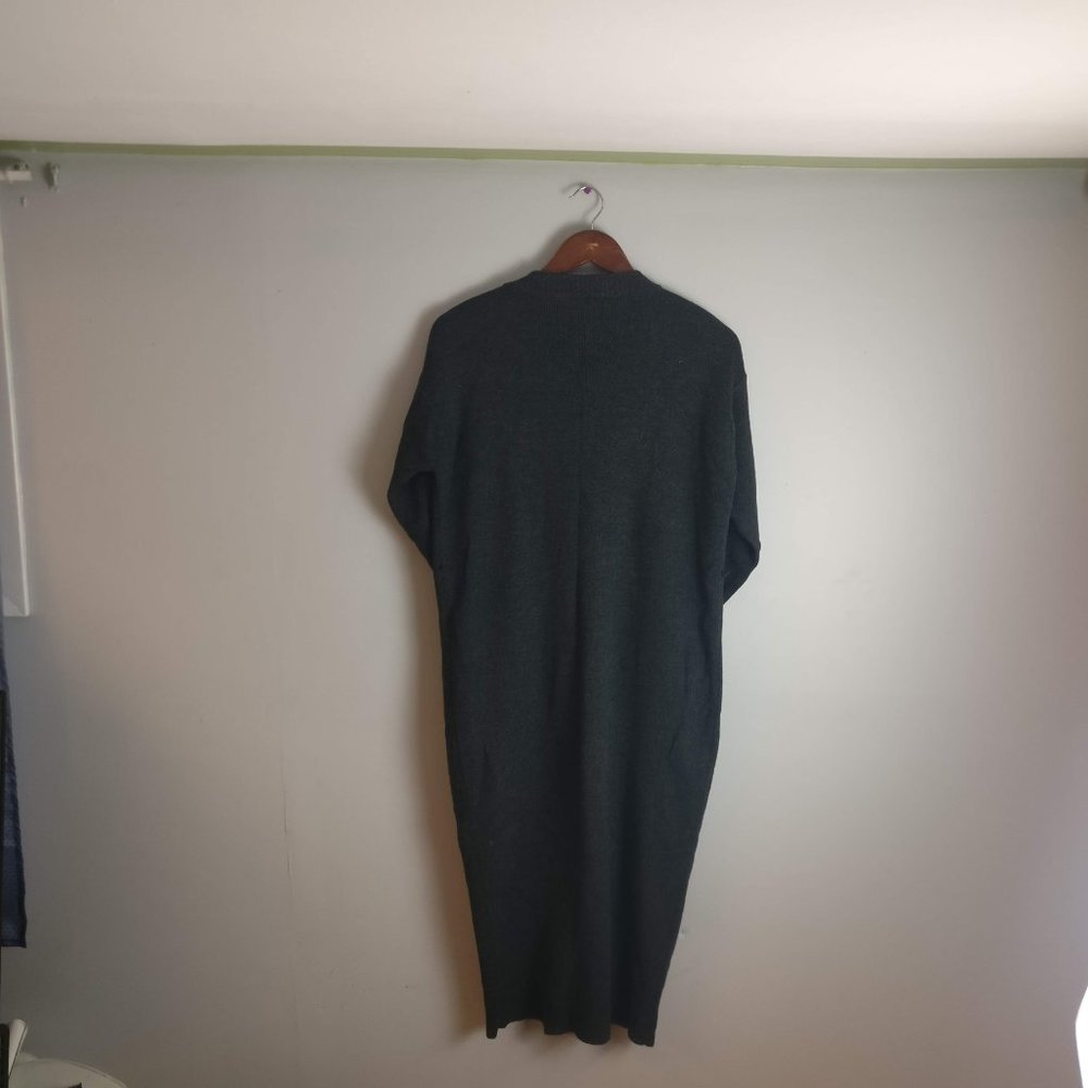 Pure Wool Cardigan sweater dress with pockets 100% Wool, Heather gray - Picture 5 of 9